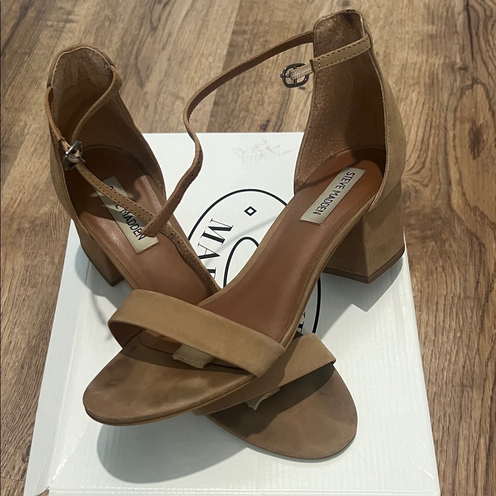 Steve Madden Beige Ankle Strap Heels